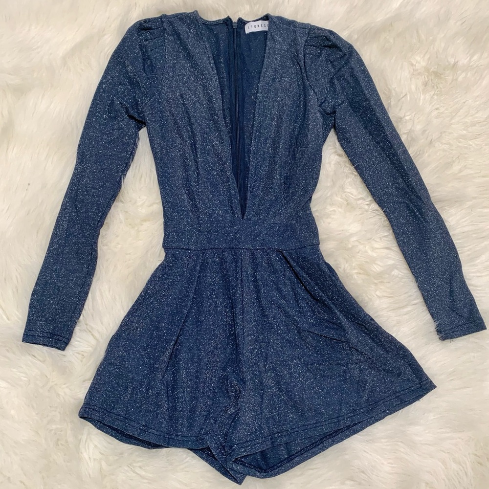 Navy Shimmer Longsleeve Romper